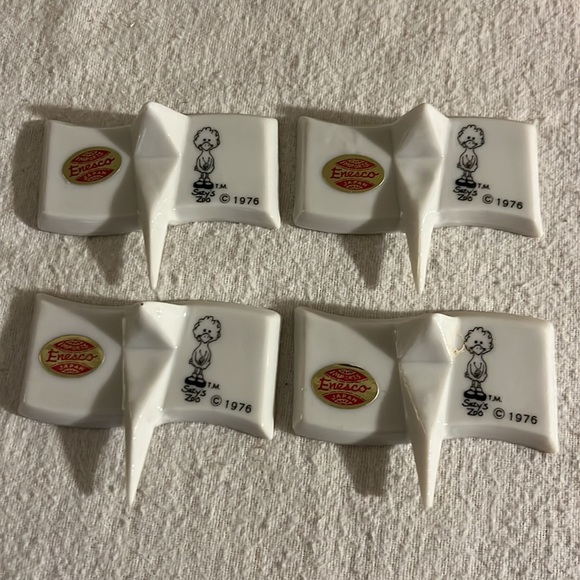 Vintage Enesco Suzy’s Zoo Ceramic Set of 4 Cheese Markers In Box - Picture 6 of 9